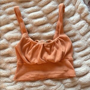 Audrey Ribbed Coral Crop Top